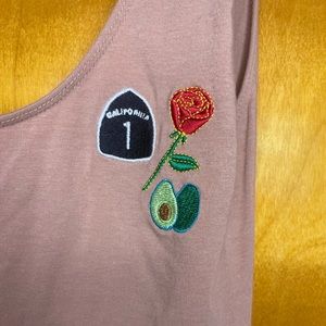 LA Hearts size small women’s beige bodysuit with patches